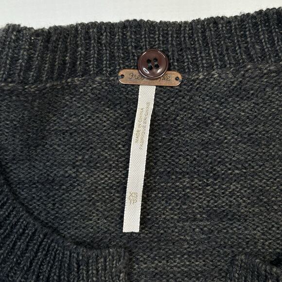 Free People Full Zip Cardigan Sweater Womens Size XS Gray Cotton Wool Blend - Picture 6 of 11